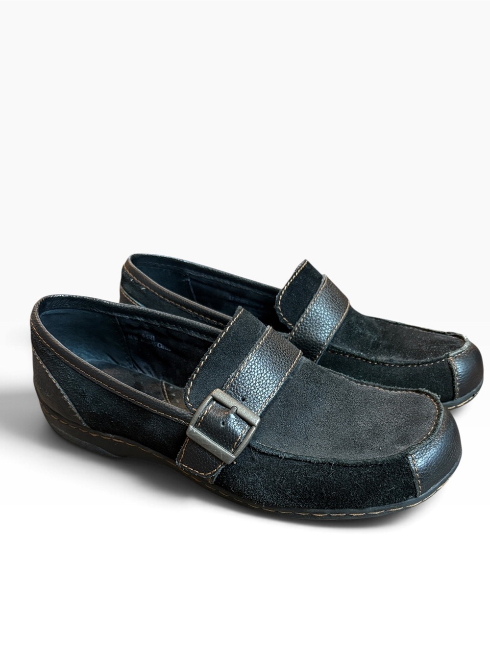 BOC Born Erna Suede Buckle Slip-On Loafer Women's 9.5 Black Shoes